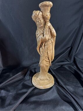 Decorative Brown Ceramic Figurine Candlestick - Home Art